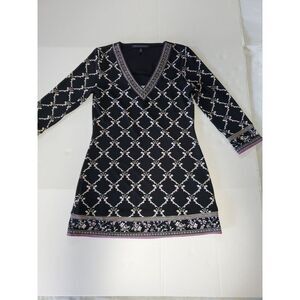 White House Black Market Floral Geometric Tunic Dress XS Polyester Spandex Light